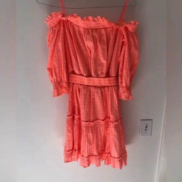 NWT Lilly Pulitzer Louisa Belted Off the Shoulder Mini Dress in Papaya Punch M - Picture 8 of 16